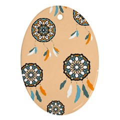 Dreamcatcher Pattern Pen Background Oval Ornament (two Sides) by Ravend