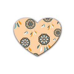 Dreamcatcher Pattern Pen Background Rubber Heart Coaster (4 Pack) by Ravend