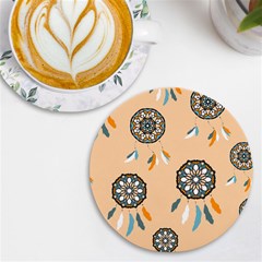 Dreamcatcher Pattern Pen Background Uv Print Round Tile Coaster by Ravend