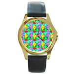 Star Texture Template Design Round Gold Metal Watch Front