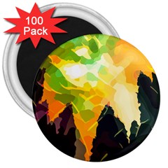 Forest Trees Nature Wood Green 3  Magnets (100 Pack) by Ravend