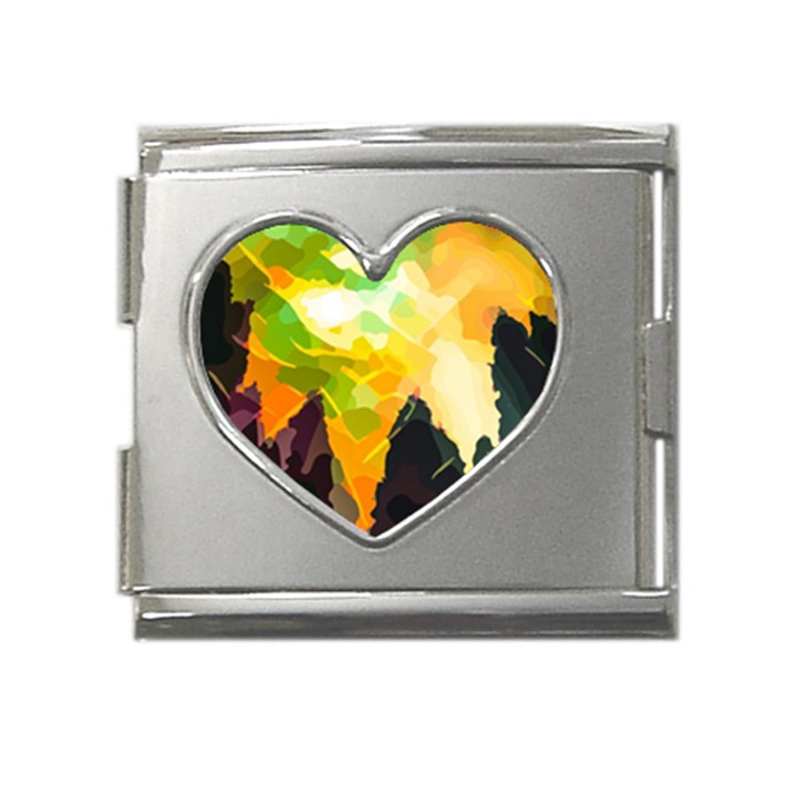 Forest Trees Nature Wood Green Mega Link Heart Italian Charm (18mm)