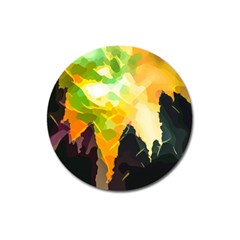 Forest Trees Nature Wood Green Magnet 3  (round) by Ravend