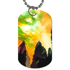 Forest Trees Nature Wood Green Dog Tag (two Sides) by Ravend