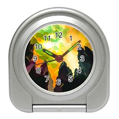 Forest Trees Nature Wood Green Travel Alarm Clock by Ravend