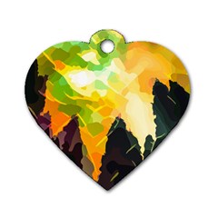 Forest Trees Nature Wood Green Dog Tag Heart (one Side)