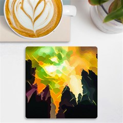 Forest Trees Nature Wood Green Uv Print Square Tile Coaster  by Ravend