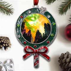 Forest Trees Nature Wood Green Metal X mas Lollipop With Crystal Ornament by Ravend