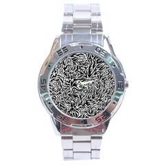 Flames Fire Pattern Digital Art Stainless Steel Analogue Watch by Ravend