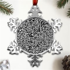 Flames Fire Pattern Digital Art Metal Small Snowflake Ornament by Ravend