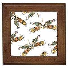 Pattern Dragonfly Background Framed Tile by Ravend