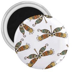 Pattern Dragonfly Background 3  Magnets by Ravend