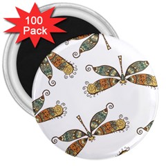 Pattern Dragonfly Background 3  Magnets (100 Pack) by Ravend