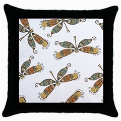 Pattern Dragonfly Background Throw Pillow Case (black) by Ravend