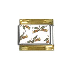 Pattern Dragonfly Background Gold Trim Italian Charm (9mm) by Ravend