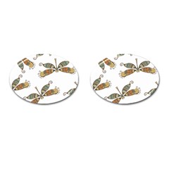 Pattern Dragonfly Background Cufflinks (oval) by Ravend