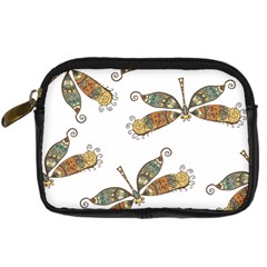 Pattern Dragonfly Background Digital Camera Leather Case by Ravend