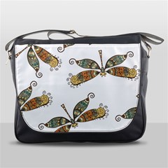 Pattern Dragonfly Background Messenger Bag by Ravend