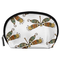 Pattern Dragonfly Background Accessory Pouch (large) by Ravend