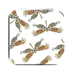 Pattern Dragonfly Background Square Metal Box (black) by Ravend