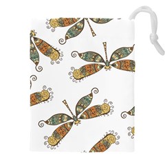 Pattern Dragonfly Background Drawstring Pouch (5xl) by Ravend