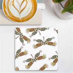 Pattern Dragonfly Background Uv Print Square Tile Coaster  by Ravend