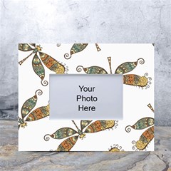 Pattern Dragonfly Background White Tabletop Photo Frame 4 x6  by Ravend