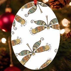 Pattern Dragonfly Background Uv Print Acrylic Ornament Oval by Ravend