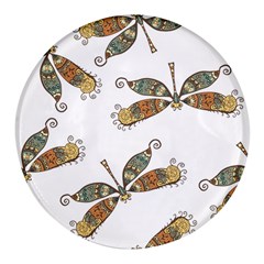 Pattern Dragonfly Background Round Glass Fridge Magnet (4 Pack) by Ravend