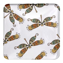 Pattern Dragonfly Background Square Glass Fridge Magnet (4 Pack) by Ravend