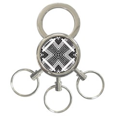 Pattern Tile Repeating Geometric 3-Ring Key Chain