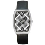 Pattern Tile Repeating Geometric Barrel Style Metal Watch Front