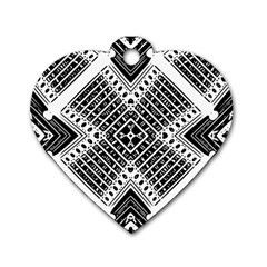 Pattern Tile Repeating Geometric Dog Tag Heart (One Side)