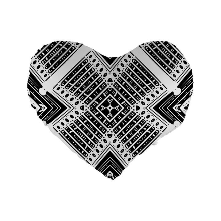 Pattern Tile Repeating Geometric Standard 16  Premium Flano Heart Shape Cushions