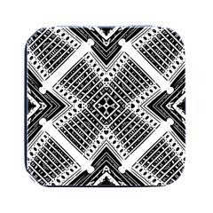 Pattern Tile Repeating Geometric Square Metal Box (black)