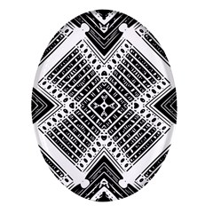 Pattern Tile Repeating Geometric Oval Glass Fridge Magnet (4 Pack)