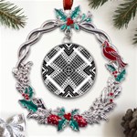 Pattern Tile Repeating Geometric Metal X mas Wreath Holly leaf Ornament Front