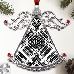 Pattern Tile Repeating Geometric Metal Angel with Crystal Ornament