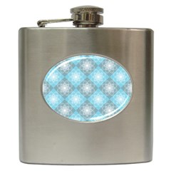 White Light Blue Gray Tile Hip Flask (6 Oz) by Ravend