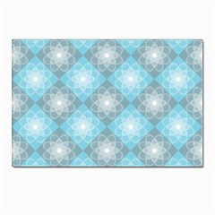 White Light Blue Gray Tile Postcards 5  X 7  (pkg Of 10) by Ravend