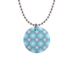 White Light Blue Gray Tile 1  Button Necklace by Ravend