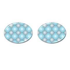 White Light Blue Gray Tile Cufflinks (oval) by Ravend