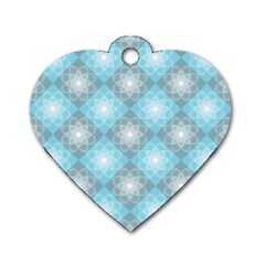 White Light Blue Gray Tile Dog Tag Heart (one Side) by Ravend