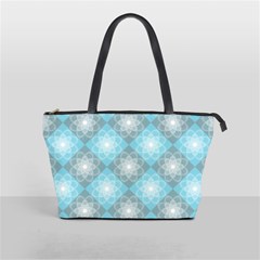 White Light Blue Gray Tile Classic Shoulder Handbag by Ravend