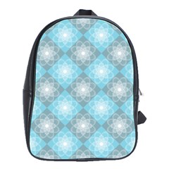 White Light Blue Gray Tile School Bag (large) by Ravend