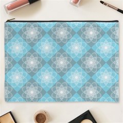 White Light Blue Gray Tile Cosmetic Bag (xxxl) by Ravend