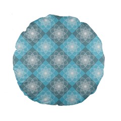 White Light Blue Gray Tile Standard 15  Premium Round Cushions by Ravend