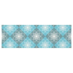 White Light Blue Gray Tile Banner And Sign 12  X 4  by Ravend