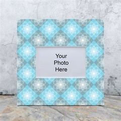 White Light Blue Gray Tile White Box Photo Frame 4  X 6  by Ravend