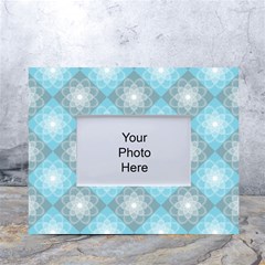 White Light Blue Gray Tile White Tabletop Photo Frame 4 x6  by Ravend